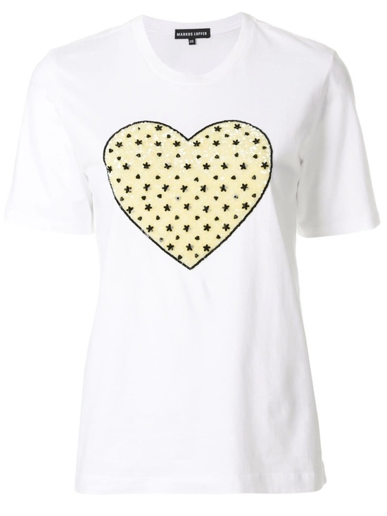 Markus Lupfer Tops - Rare Markus Lupfer Sequin applique flower heart White Tee t-shirt